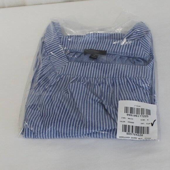 J Crew Square Neck Top In Stretch Knit Seersucker - Picture 8 of 8